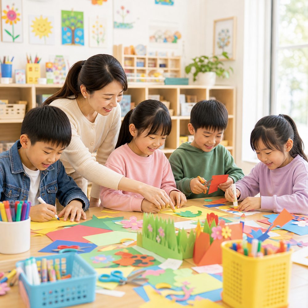 孩子进行手工创作